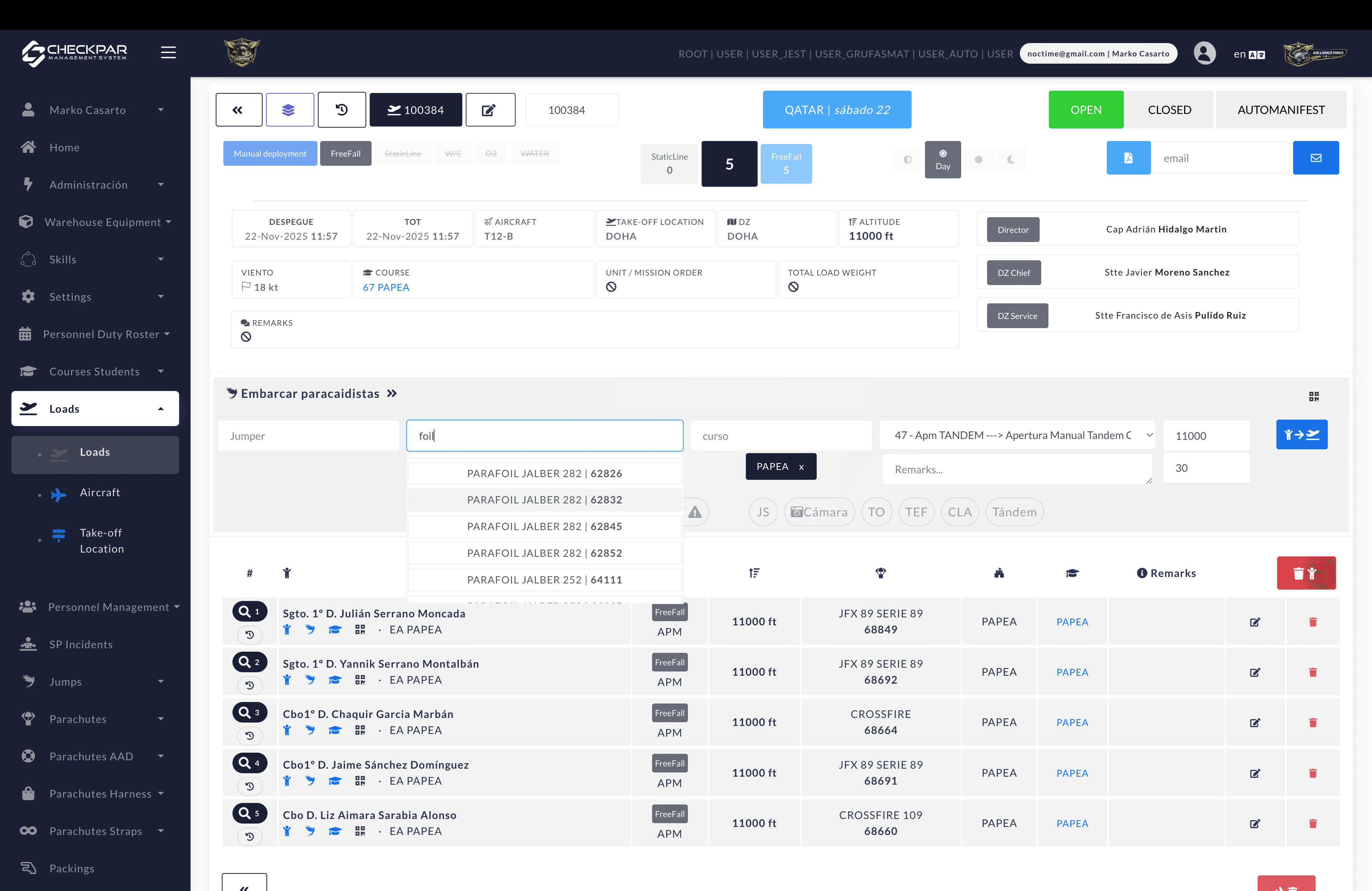 CHECKPAR jump planning screenshot