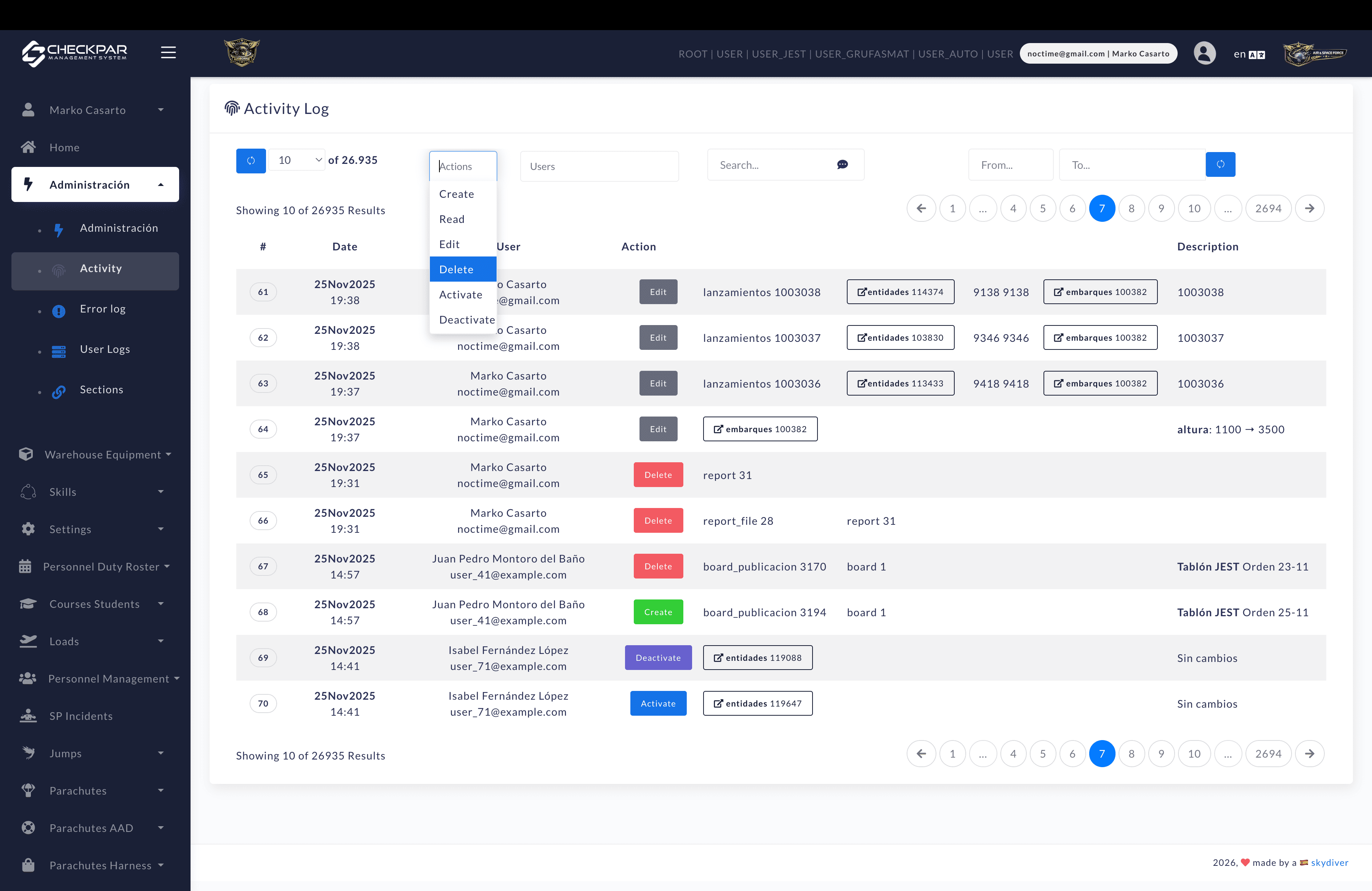 CHECKPAR operational readiness screenshot
